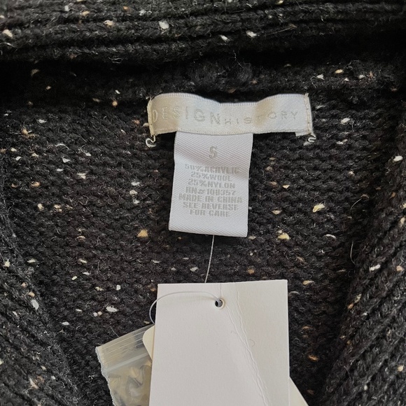 Design History Sweater Womens S WOOL Blend Black Cardigan Short Sleeve Button - Picture 8 of 10